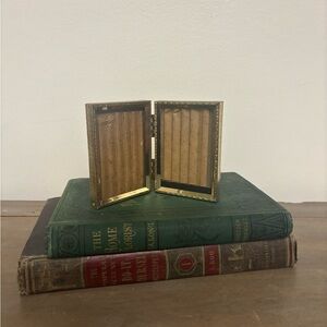 Vintage Gold Metal Photo Frame Bi-Fold Tabletop Picture Frame